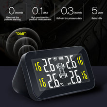 Load image into Gallery viewer, Car Tire Pressure Monitor System Wireless TPMS Solar Power Intelligent Adjustable LCD Screen 4 Tire Smart With Big Screen