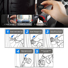 Load image into Gallery viewer, Car Tire Pressure Monitor System Wireless TPMS Solar Power Intelligent Adjustable LCD Screen 4 Tire Smart With Big Screen