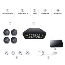 Load image into Gallery viewer, Car Tire Pressure Monitor System Wireless TPMS Solar Power Intelligent Adjustable LCD Screen 4 Tire Smart With Big Screen