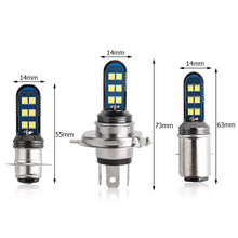 Load image into Gallery viewer, Motorcycle 12V 12 SMD HeadLight Bulbs H4 BA20D PX15D LED Hi Lo H6 BA20D Head Light Lamp