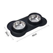 Load image into Gallery viewer, Durable Double Dog Bowl With Silicone Mat Stainless Steel Water Food Feeder Pet Feeding Drinking Bowls for Dogs Cats