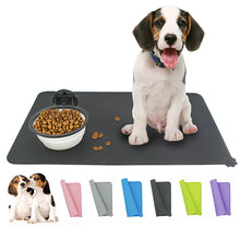 Load image into Gallery viewer, Anti-slip Solid Color Silicone Pad Pets Bowl Waterproof Pet Food Mat For Dog Cat Drinking Mat Feeding Placemat Easy Washing