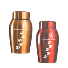 Load image into Gallery viewer, Golden/Red/Blue/Grey Stainless steel Urns Pets Dog Cat Birds Mouse Cremation Ashes Urn Keepsake Casket Columbarium Pets Memorials