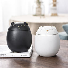 Load image into Gallery viewer, Cat Shape Pet Ceramic Canister Memorial Pet Urn Seal Pot Big Keepsake Casket Porcelain Jar Pet Ashes Storage Memento Burial Holder