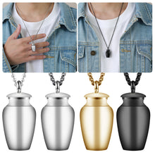 Load image into Gallery viewer, Pet Urn Decorative Pendant Jewelry Openable Earthen Jar Columbarium Shape Pendant for Men Women Stylish Perfume Holder Ashes Cremation Urn Punk Rock Necklace
