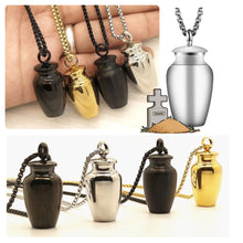 Load image into Gallery viewer, Pet Urn Decorative Pendant Jewelry Openable Earthen Jar Columbarium Shape Pendant for Men Women Stylish Perfume Holder Ashes Cremation Urn Punk Rock Necklace