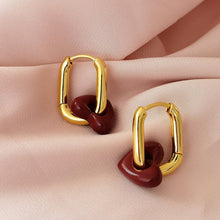 Load image into Gallery viewer, Red Heart Romantic Retro Earrings Woman Trendy Simple Rectangle Ear Rings Party Wedding Girls Fashion Jewelry Gift Accessories