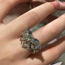 Load image into Gallery viewer, Retro Punk Gothic Adjustable Ring Irregular Thorns Geometry Black Heart Metal Ring for Women Men Girls Party Grunge Jewelry