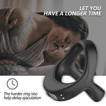 Load image into Gallery viewer, Vibrating Ring Penis Delay Ejaculation Cockring for Couples Enhancing Harder Erection Cock Lock Ring Vibrator Sex Toy for Men