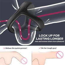 Load image into Gallery viewer, Vibrating Ring Penis Delay Ejaculation Cockring for Couples Enhancing Harder Erection Cock Lock Ring Vibrator Sex Toy for Men