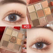 Load image into Gallery viewer, 9 Colors Acrylic Eyeshadow Palette Personality Lustre Matte Earth Color Eyeshadow Portable Makeup Palette Waterproof Makeup