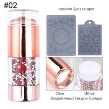 Load image into Gallery viewer, Nail Art Double Head Stamp Nail Art Pattern Transfer Tool 3cm Nail Silicone Head with Manicure Scraper Kits