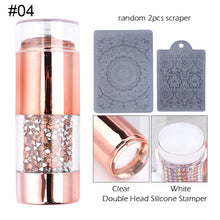 Load image into Gallery viewer, Nail Art Double Head Stamp Nail Art Pattern Transfer Tool 3cm Nail Silicone Head with Manicure Scraper Kits