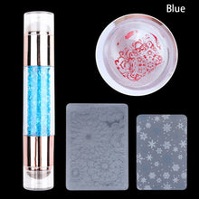 Load image into Gallery viewer, Nail Art Double Head Stamp Nail Art Pattern Transfer Tool 2cm Nail Silicone Head with Manicure Scraper Kits