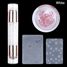 Load image into Gallery viewer, Nail Art Double Head Stamp Nail Art Pattern Transfer Tool 2cm Nail Silicone Head with Manicure Scraper Kits