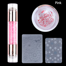 Load image into Gallery viewer, Nail Art Double Head Stamp Nail Art Pattern Transfer Tool 2cm Nail Silicone Head with Manicure Scraper Kits