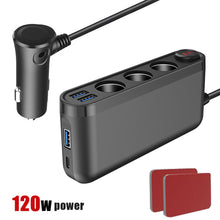 Load image into Gallery viewer, 3USB QC3.0 Quick Qharger PD 120W Car Cigarette Lighter Adapter Splitter Voltmeter Digital Display 4 Port Socket Converter