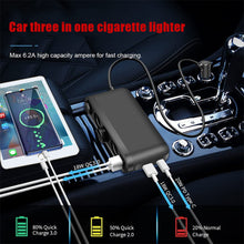 Load image into Gallery viewer, 3USB QC3.0 Quick Qharger PD 120W Car Cigarette Lighter Adapter Splitter Voltmeter Digital Display 4 Port Socket Converter
