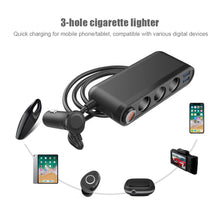 Load image into Gallery viewer, 3USB QC3.0 Quick Qharger PD 120W Car Cigarette Lighter Adapter Splitter Voltmeter Digital Display 4 Port Socket Converter