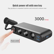 Load image into Gallery viewer, 3USB QC3.0 Quick Qharger PD 120W Car Cigarette Lighter Adapter Splitter Voltmeter Digital Display 4 Port Socket Converter