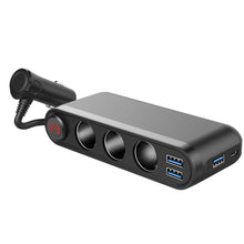 Load image into Gallery viewer, 3USB QC3.0 Quick Qharger PD 120W Car Cigarette Lighter Adapter Splitter Voltmeter Digital Display 4 Port Socket Converter