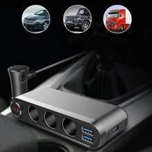 Load image into Gallery viewer, 3USB QC3.0 Quick Qharger PD 120W Car Cigarette Lighter Adapter Splitter Voltmeter Digital Display 4 Port Socket Converter