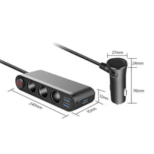 Load image into Gallery viewer, 3USB QC3.0 Quick Qharger PD 120W Car Cigarette Lighter Adapter Splitter Voltmeter Digital Display 4 Port Socket Converter