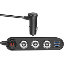 Load image into Gallery viewer, 3USB QC3.0 Quick Qharger PD 120W Car Cigarette Lighter Adapter Splitter Voltmeter Digital Display 4 Port Socket Converter