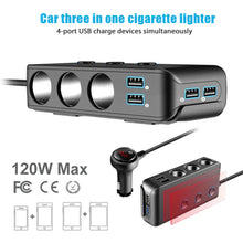 Load image into Gallery viewer, 120W Car Cigarette Lighter Distributor QC3.0 Quick Charge Splitter 4 USB LED Voltage Display 12V/24V Universal Power Adapter