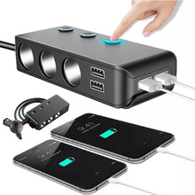 Load image into Gallery viewer, 120W Car Cigarette Lighter Distributor QC3.0 Quick Charge Splitter 4 USB LED Voltage Display 12V/24V Universal Power Adapter