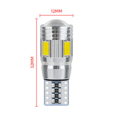 Load image into Gallery viewer, 2Pcs T10 Car W5W LED Bulb Signal Light 5630 6SMD Auto Claerance Wedge Side License Plate Reverse Lamps 12V 6500K Reading Light