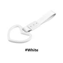 Load image into Gallery viewer, JDM Heart-shaped Car Interior Lanyard Subway Train Bus Pull Ring White Handle Strap Charm Car Drift Rear Bumper Warning Loop