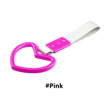 Load image into Gallery viewer, JDM Heart-shaped Car Interior Lanyard Subway Train Bus Pull Ring White Handle Strap Charm Car Drift Rear Bumper Warning Loop