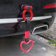 Load image into Gallery viewer, JDM Car Drift Rear Bumper Warning Loop Heart-shaped Car Interior Lanyard Black Handle Strap Charm Subway Train Bus Pull Ring