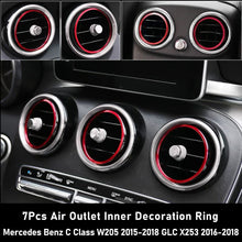 Load image into Gallery viewer, 7Pcs Auto Car Air Conditioner Vent Outlet Sticker Decoration Ring Knob Trim Cover For Mercedes Benz C Class W205 GLC 2015-2018