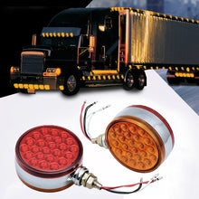 Load image into Gallery viewer, 12V 24V 48LED Round Turn Signal Marker Lights For Car Trucks Trailers Lorry Tractors Double Side Indicator Safety Warning Lamp