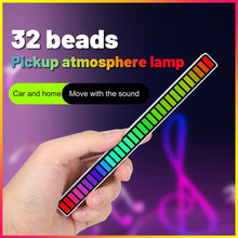 Load image into Gallery viewer, RGB Sound Control Rhythm Ambient Light 32LED Colorful Strip Light Rechargeable Bar Car Computer Home Audio Music Atmosphere Lamp