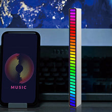 Load image into Gallery viewer, RGB Sound Control Rhythm Ambient Light 32LED Colorful Strip Light Rechargeable Bar Car Computer Home Audio Music Atmosphere Lamp