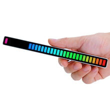 Load image into Gallery viewer, RGB Sound Control Rhythm Ambient Light 32LED Colorful Strip Light Rechargeable Bar Car Computer Home Audio Music Atmosphere Lamp