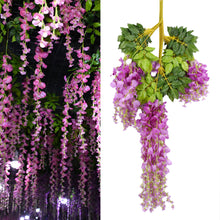Load image into Gallery viewer, 12Pcs 110cm Artificial Decoration Vivid Vine Creeper Green Leaf for Home Wedding Decor DIY Hanging Garland Artificial Flowers