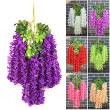 Load image into Gallery viewer, 110cm Artificial Wisteria Decoration Vivid Vine Creeper Green Leaf for Home Wedding Decor DIY Hanging Garland Artificial Flowers