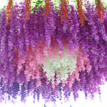 Load image into Gallery viewer, 110cm Artificial Wisteria Decoration Vivid Vine Creeper Green Leaf for Home Wedding Decor DIY Hanging Garland Artificial Flowers