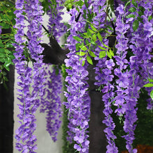 Load image into Gallery viewer, 110cm Artificial Wisteria Decoration Vivid Vine Creeper Green Leaf for Home Wedding Decor DIY Hanging Garland Artificial Flowers