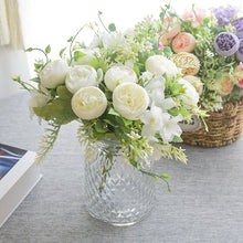 Load image into Gallery viewer, 3 Heads Rose Artificial Bouquet Bridal Flowers Wedding Party Silk Fake Flowers Home Room DIY Decor Marriage Decorations