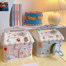 Load image into Gallery viewer, Cute Mini House Piggy Bank Money Box Coins Box with Lock Safe Cartoon Saving Pot Gift Table Room Decoration