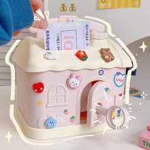 Load image into Gallery viewer, Cute Mini House Piggy Bank Money Box Coins Box with Lock Safe Cartoon Saving Pot Gift Table Room Decoration