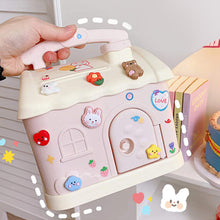 Load image into Gallery viewer, Cute Mini House Piggy Bank Money Box Coins Box with Lock Safe Cartoon Saving Pot Gift Table Room Decoration