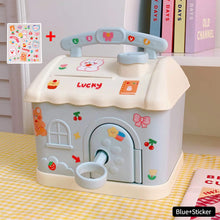 Load image into Gallery viewer, Cute Mini House Piggy Bank Money Box Coins Box with Lock Safe Cartoon Saving Pot Gift Table Room Decoration