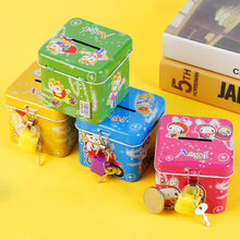 Load image into Gallery viewer, Creative Tinplate Money Box with Lock for Kids Children Safe Piggy Bank Coins Box Gift Cartoon Saving Pot