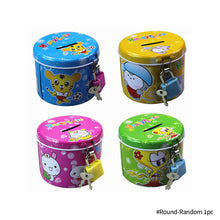 Load image into Gallery viewer, Creative Tinplate Money Box with Lock for Kids Children Safe Piggy Bank Coins Box Gift Cartoon Saving Pot